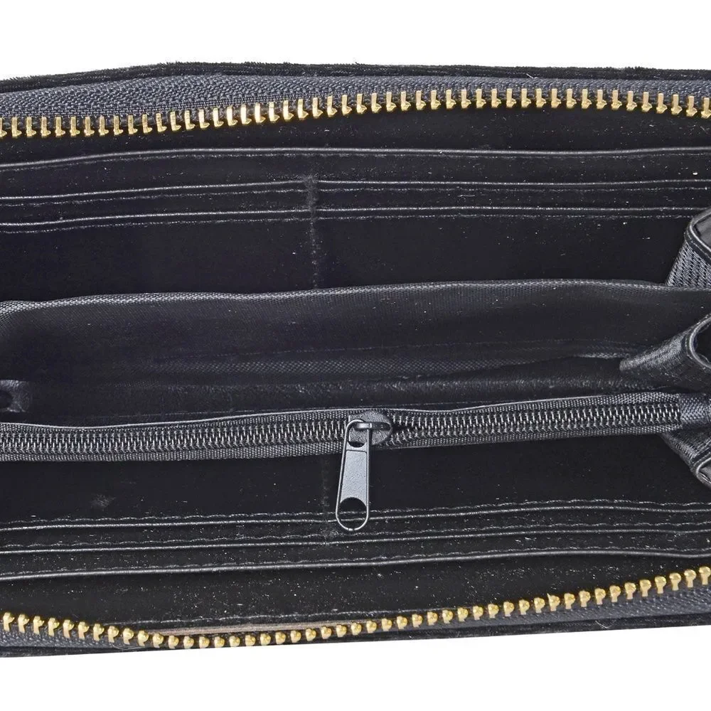 Wallet RFID Black Velvety Simulated Pearls